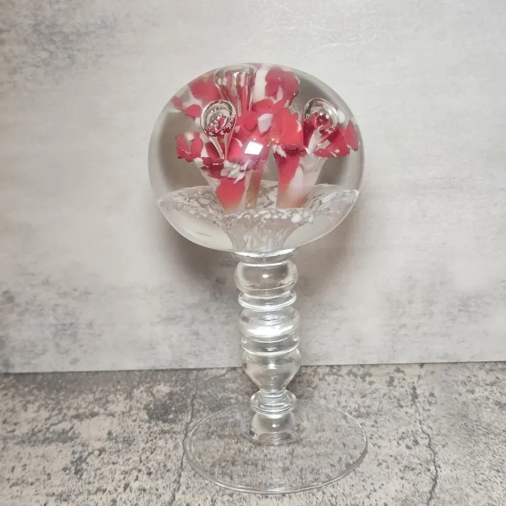 Footed Floral Paperweight on Pedestol 7